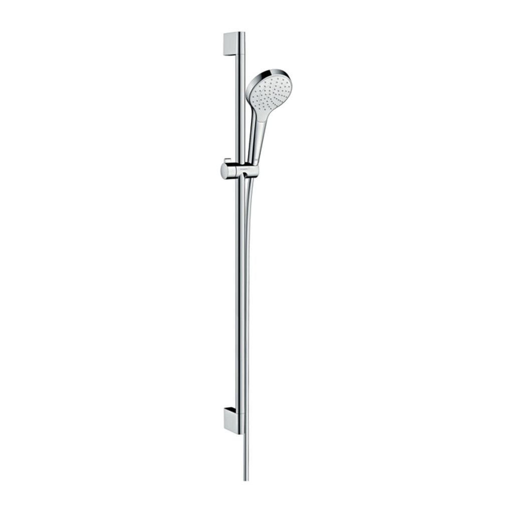 Hansgrohe Croma Select S - Sprchová sada 1 jet EcoSmart 9 l/min so sprchovou tyčou 90 cm, biela/chróm 26575400