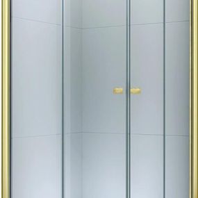 MEXEN/S - Lima Duo sprchovací kút 90 x 90 cm, transparent, zlatá 856-090-090-50-00-02