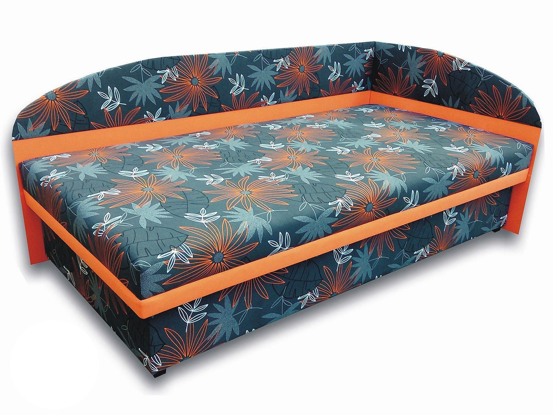Jednolôžková posteľ (váľanda) 100 cm Sofia (Oranžová x104 + Valeriana vol 830) (P)