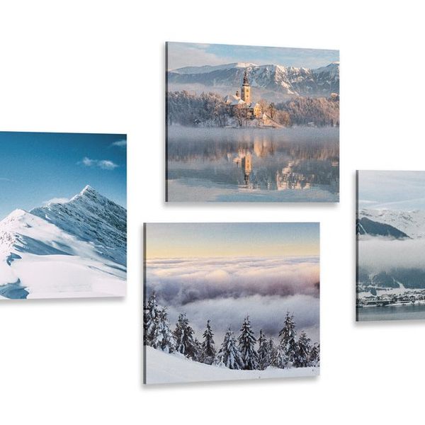 Set obrazov zasnežené hory - 4x 40x40
