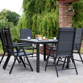 Home Garden Záhradný set Ibiza so 6 stoličkami a stolom 150 cm, antracit/sivý