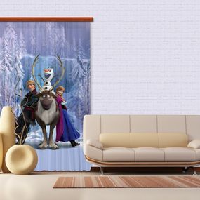 FCS L 7104 AG Design textilný foto záves detský obrazový Frozen with Deer - Ľadové Kráľovstvo Disney FCSL 7104, veľkosť 140 x 245 cm