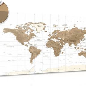 Obraz na korku nádherná vintage mapa sveta s bielym pozadím