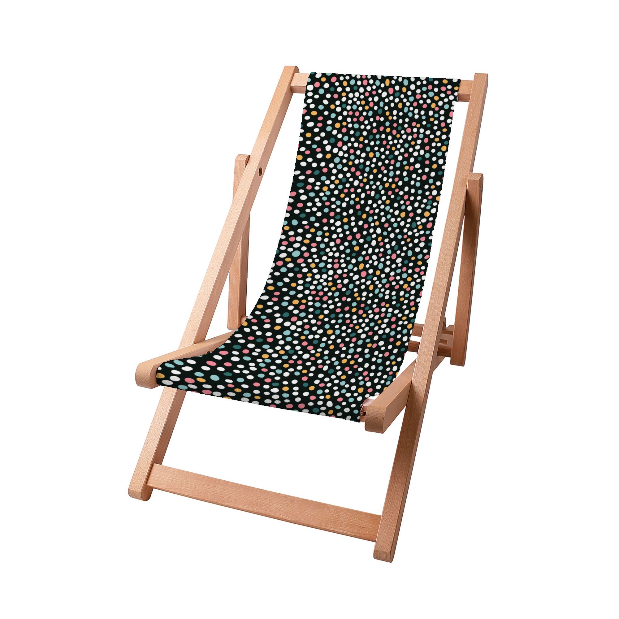 Drevené plážové lehátko Multicolor Polka Dots