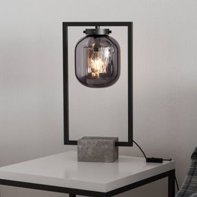 By Rydéns Dixton stolná lampa 52cm s dymovým sklom, Obývacia izba / jedáleň, sklo, kov, E27, 40W, P: 25 cm, L: 18 cm, K: 52cm