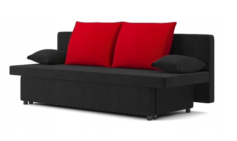 DomTextilu Moderná rozkladacia pohovka čierno červenej farby 193 x 78 cm