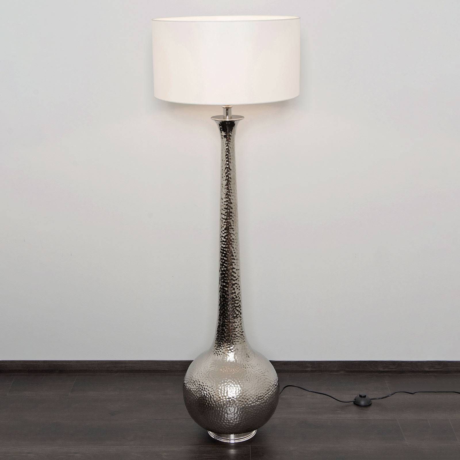 Holländer Stojaca lampa Maestro, biela/strieborná, Obývacia izba / jedáleň, hliník, látka, E27, 60W, K: 142cm