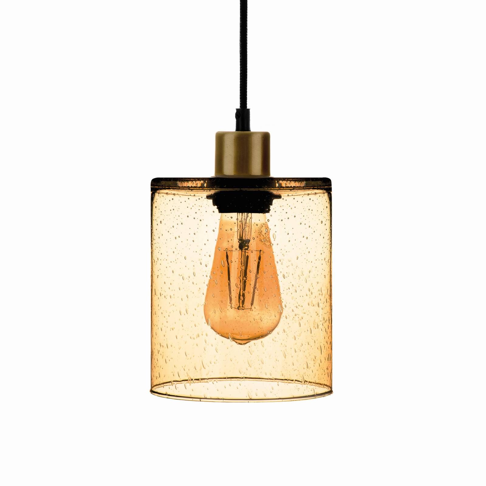 Euluna Závesná lampa Sóda sklenené tienidlo žltá Ø 15 cm, Obývacia izba / jedáleň, sklo, kov, E27, 60W, K: 18cm