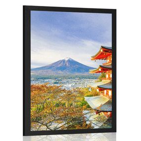 Plagát výhľad na Chureito Pagoda a horu Fuji - 60x90 black