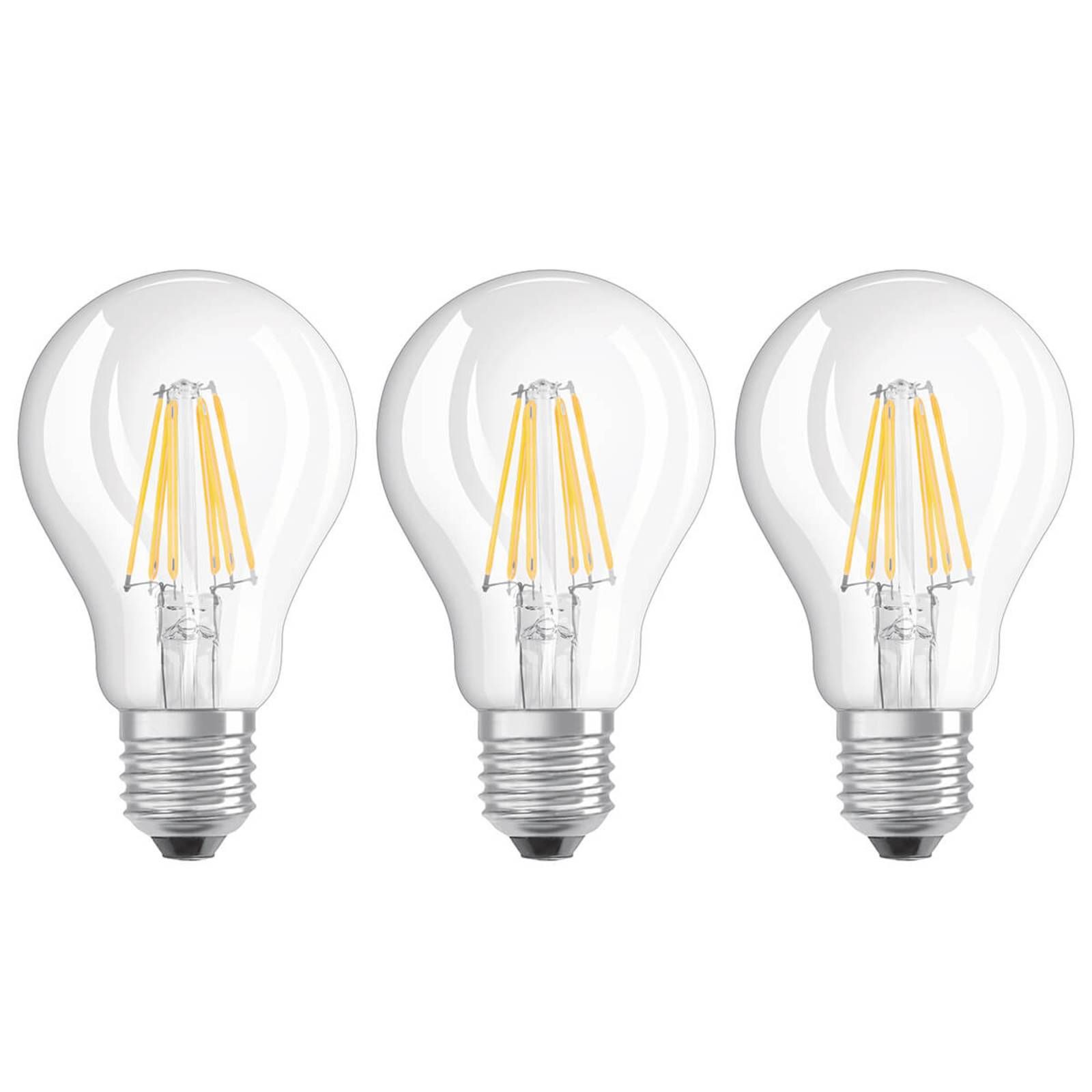 OSRAM Filament LED žiarovka E27 6W teplá biela sada 3 ks, E27, 6W, Energialuokka: E, P: 10.5 cm