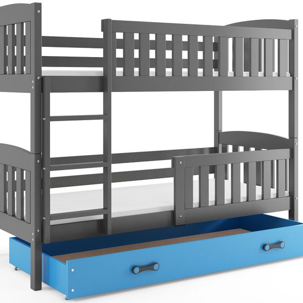 Poschodová posteľ KUBO - 200x90cm - Grafitová - Modrá