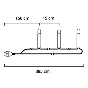 Konstsmide Christmas Farebná svetelná LED reťaz 50-plameňová 8, 85m, plast, P: 885 cm