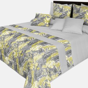 DomTextilu Kvalitný prehoz na posteľ sivej farby s krásnymi žltými listami Šírka: 260 cm | Dĺžka: 240 cm 48452-221687
