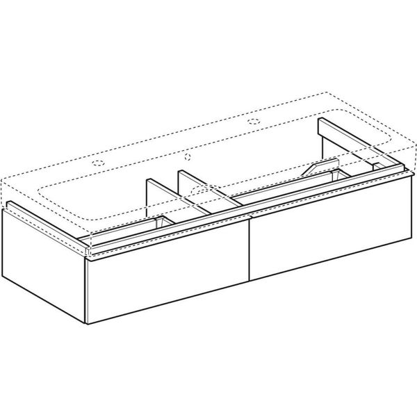 Geberit iCon - Skrinka pod dvojumývadlo 1200 mm, 2 zásuvky, prírodný dub 841122000