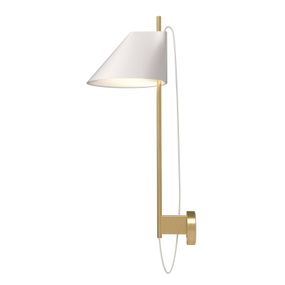 Louis Poulsen nástenné svietidlo Yuh Brass, biele, Obývacia izba / jedáleň, hliník, mosadz, 10W, K: 62.6cm