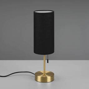 Reality Leuchten Stolová lampa Jaro s pripojením USB čierna/mosadz, Obývacia izba / jedáleň, železo, bavlna, polyester, E27, 25W, K: 35cm