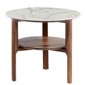 Estila Moderný okrúhly príručný stolík Vita Naturale mramorový vzhľad 60cm
