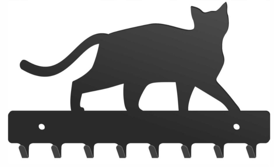 Metal Dekor vešiak na kľúče mačka čierne