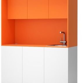 Kuchynka PLAN NIKA s drezom a batériou 1481 x 600 x 2000 mm oranžová pravé