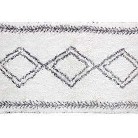 DomTextilu Biely bavlnený koberec s etno vzorom a strapcami 50 x 80 cm 40834