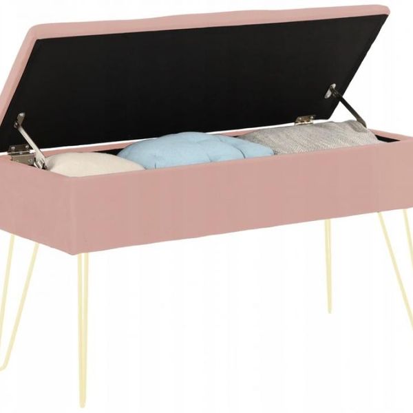 Elegantná taburetka s úložným priestorom v ružovej farbe