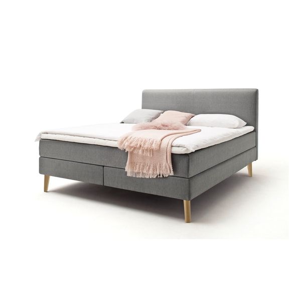 Sivohnedá čalúnená dvojlôžková posteľ s matracom Meise Möbel Greta, 160 x 200 cm