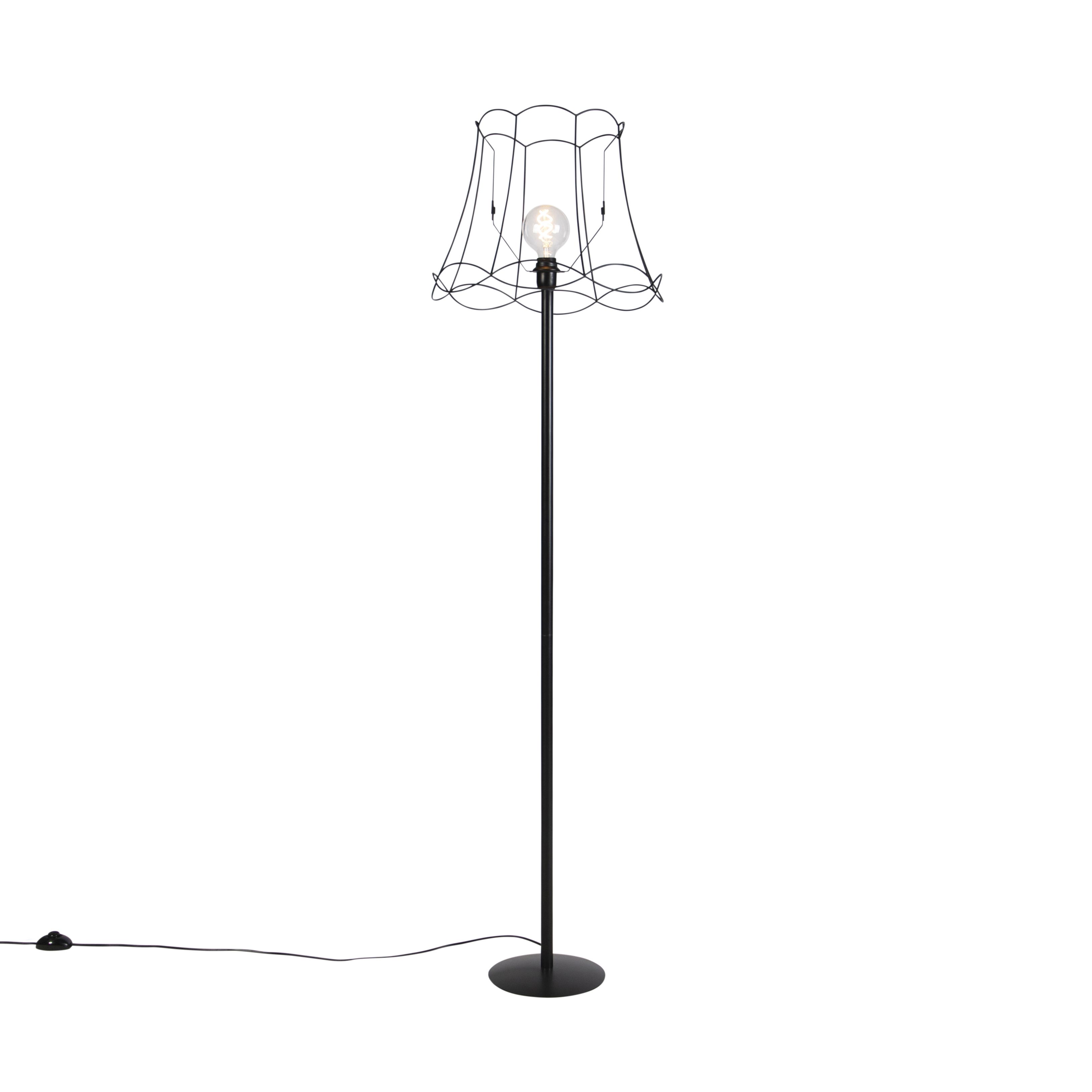 Čierna stojaca lampa s tienidlom Granny Frame čierna 45 cm - Simplo