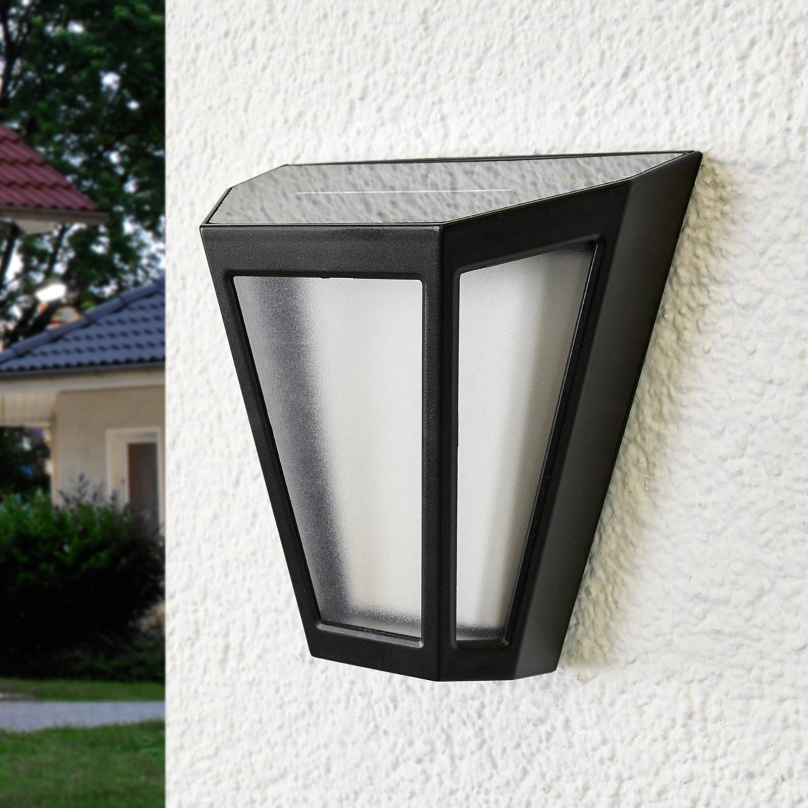 Lindby Solárna LED lampa Yago efekt mrazu tienidlo, plast, 0.2W, L: 15 cm, K: 15cm