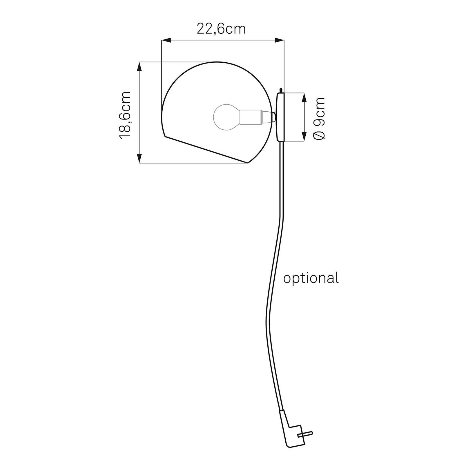 NYTA Nyta Tilt Globe Wall Short, kábel červený, sivé, Obývacia izba / jedáleň, hliník, E14, 46W, L: 20 cm, K: 18.6cm