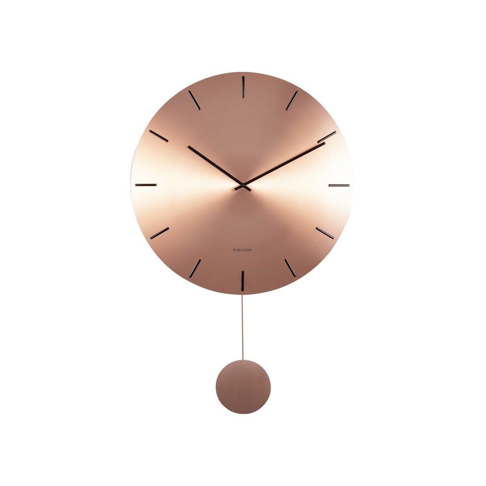 Nástenné kyvadlové hodiny v medenej farbe Karlsson Impressive, ø 47 cm