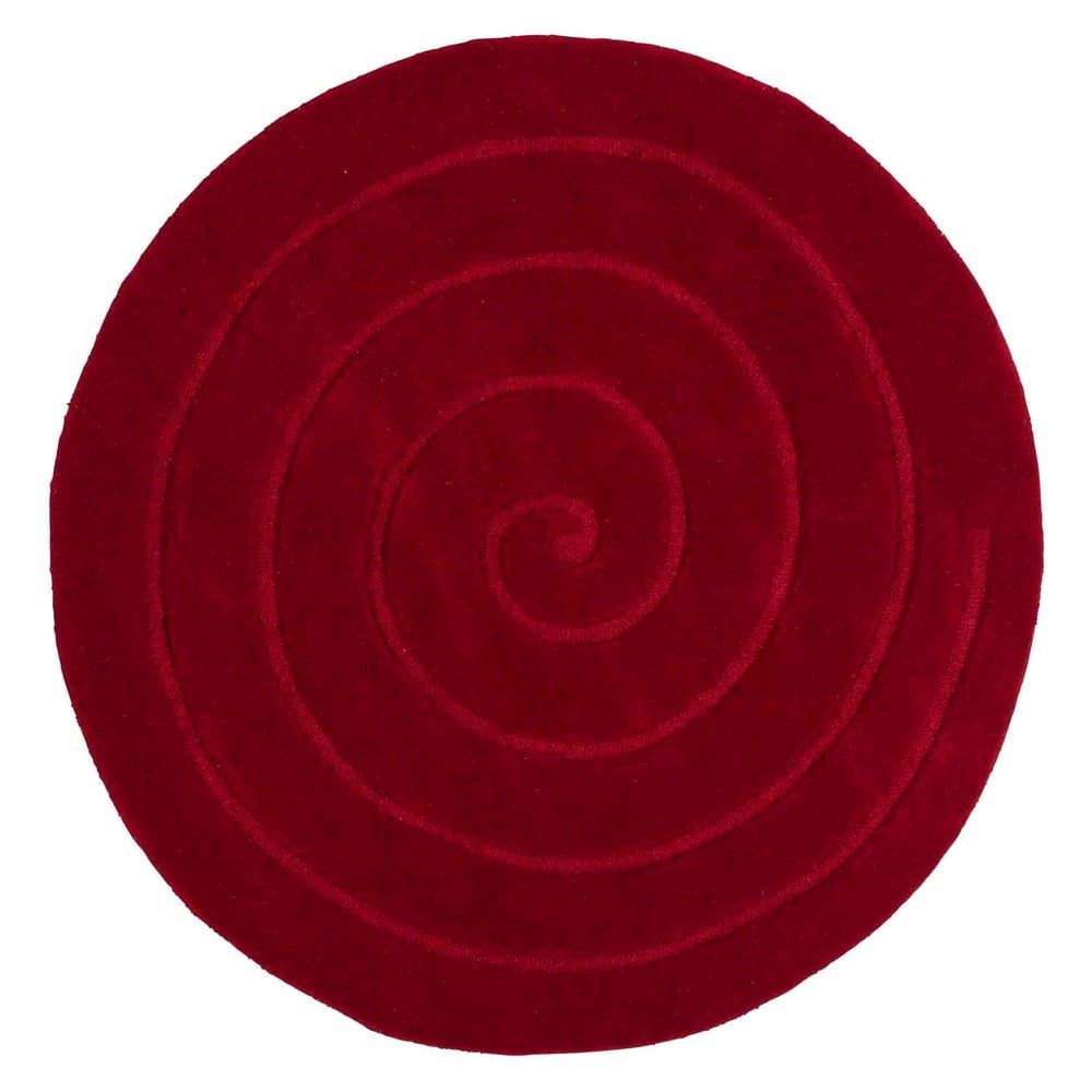 Rubínovočervený vlnený koberec Think Rugs Spiral, ⌀ 140 cm