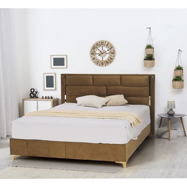 Boxspringová manželská posteľ Goldbia 180x200 cm - svetlohnedá