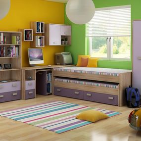 Detská izba Kitty 1 Sonoma svetlá + fialová