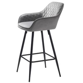 Dizajnová barová stolička Dana sivý zamat
