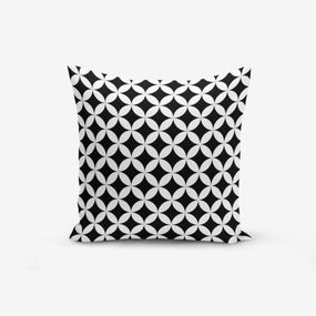 Čierno-biela obliečka na vankúš s prímesou bavlny Minimalist Cushion Covers Black White Geometric, 45 × 45 cm