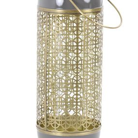 Šedo -zlatá kovová lampáš Rohit grey - Ø 16*44 cm