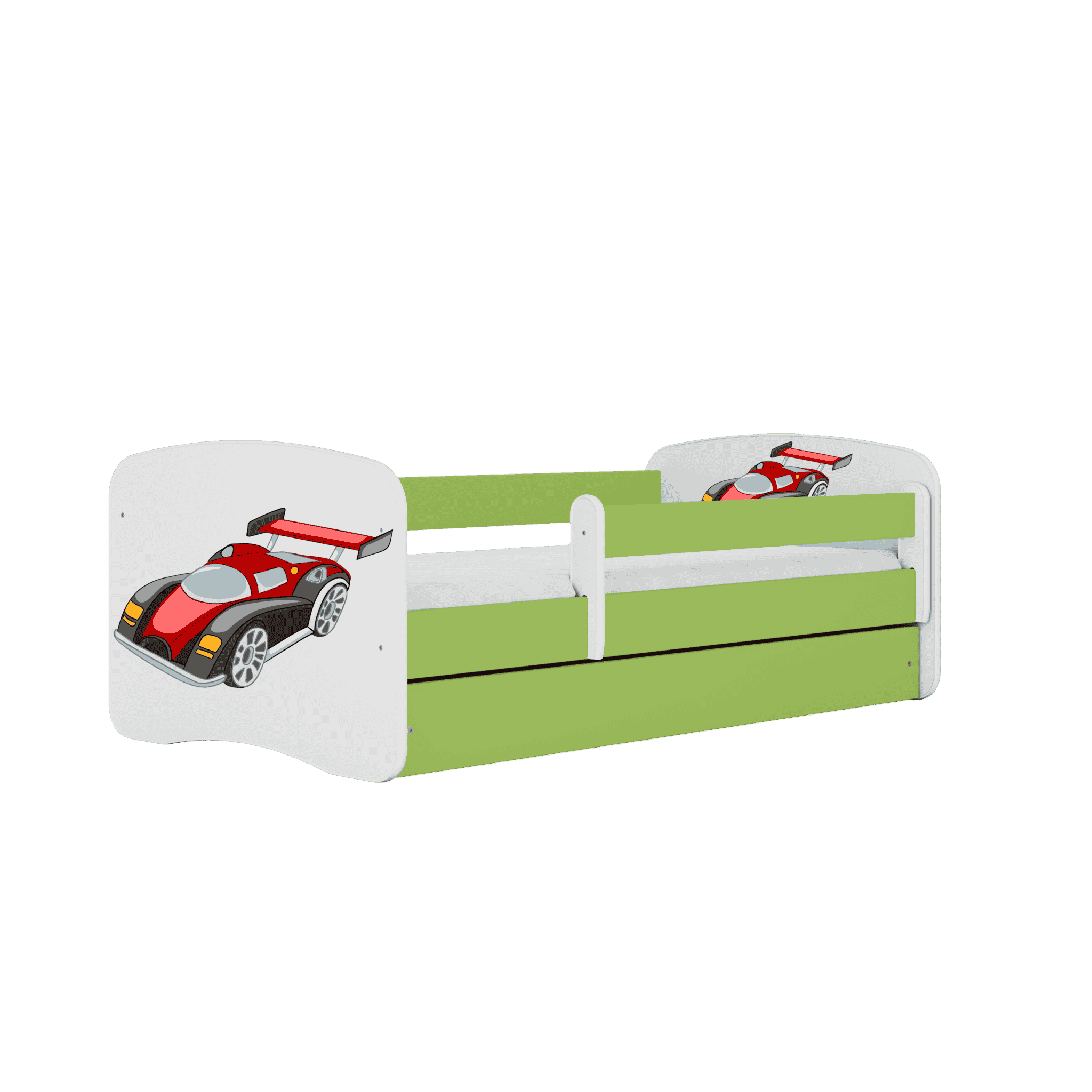 Letoss Detská posteľ BABY DREAMS 140/70- Pretekárske auto Zelená S matracom Bez uložného priestoru