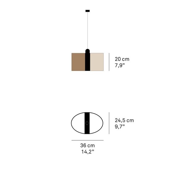 LZF LamPS Sushi závesné svietidlo, čierna/slonovinová, Obývacia izba / jedáleň, drevená dyha, kov, E27, 16W, P: 36 cm, L: 24.5 cm, K: 20cm