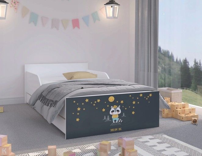 DomTextilu Kvalitná detská posteľ v tmavších farbách s motívom nočnej oblohy 160 x 80 cm  Biela 46721