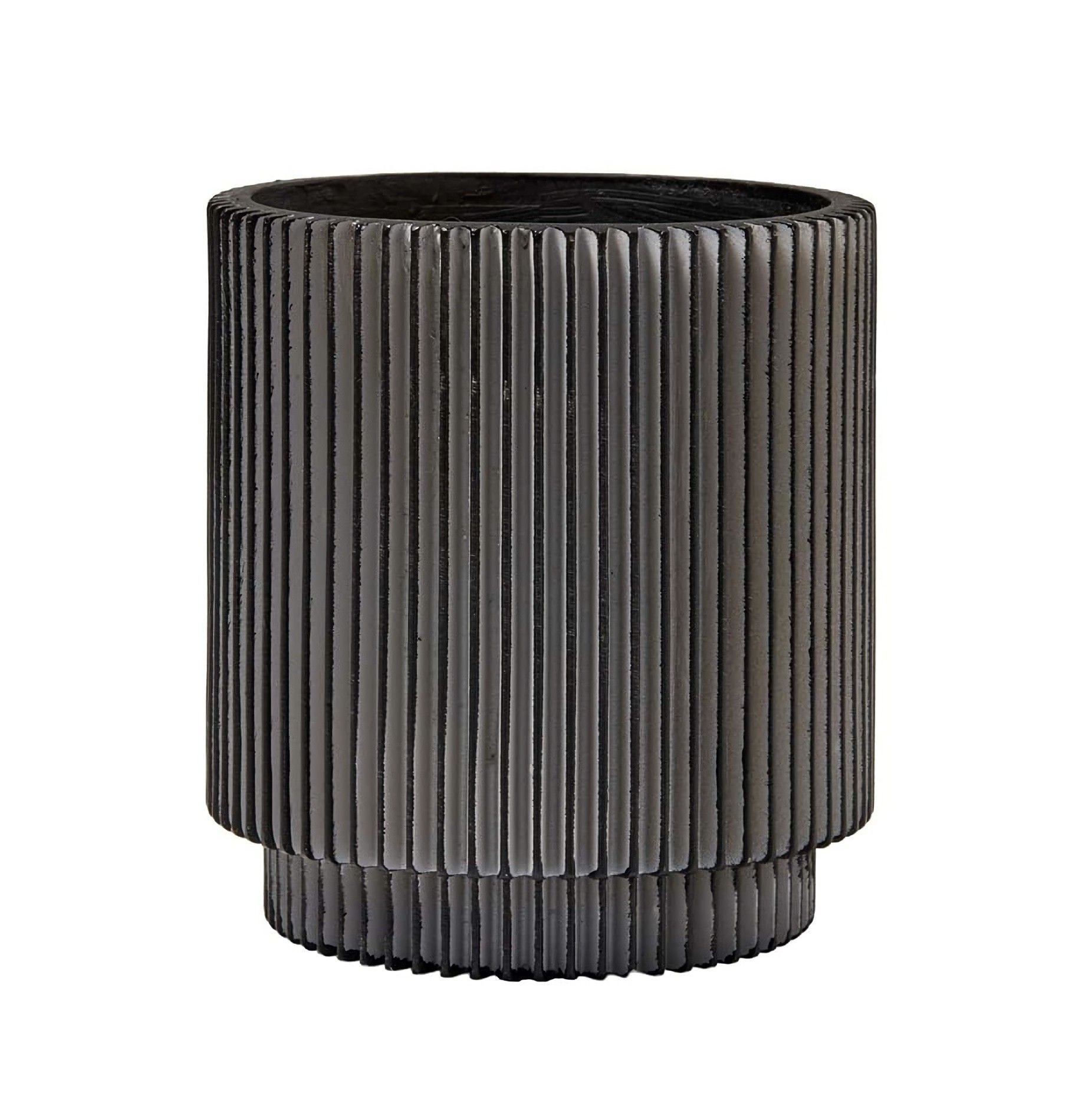 Obal na kvetináč Cylinder Groove, Black, 16 cm (L)