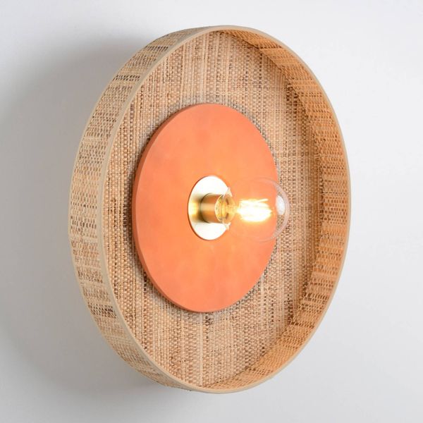 MARKET SET Portinatx nástenná lampa terakota Ø50cm, Obývacia izba / jedáleň, kov, lyko, keramika, E27, 60W