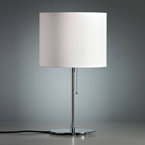 TECNOLUMEN Walter Schnepel, stolná lampa biela, Obývacia izba / jedáleň, poniklovaný kov, ľan, plast, E27, 75W, L: 30 cm, K: 54cm