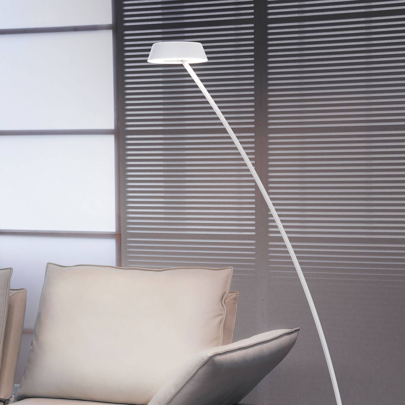 Oligo OLIGO Glance stojaca LED zakrivená biela matná, Obývacia izba / jedáleň, kov, akryl, 24.5W, K: 172.5cm