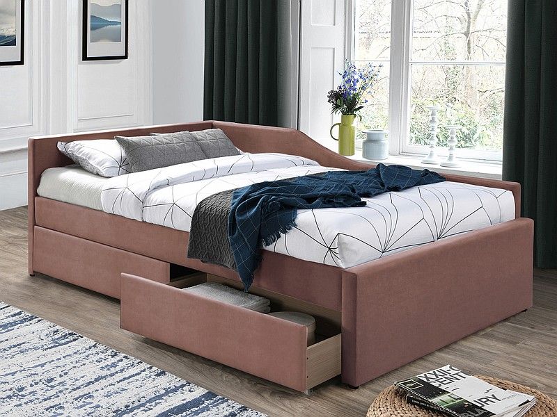LIONA VELVET čalúnená posteľ 120 x 200 cm, ružová 
