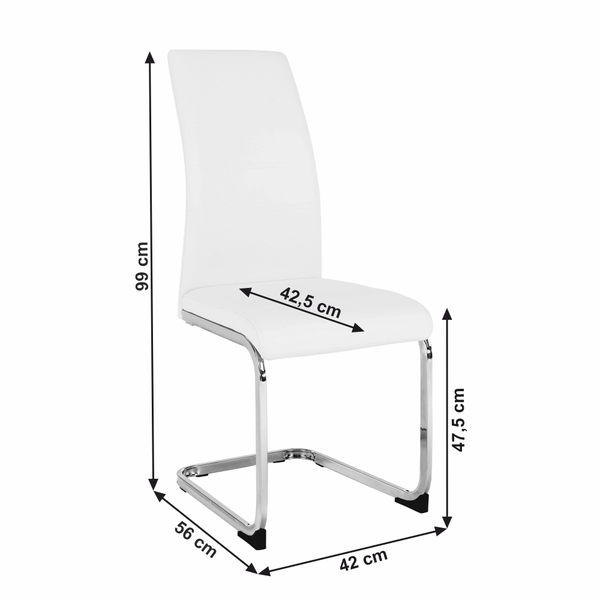 Jedálenská stolička, biela/chróm, VATENA