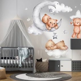 DomTextilu Nálepka na stenu pre deti veselé medvedíky na oblohe 150 x 300 cm