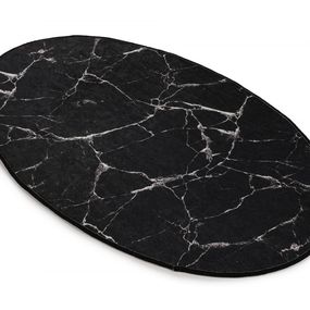 Oválny koberec Black Marble 60x90 cm čierny