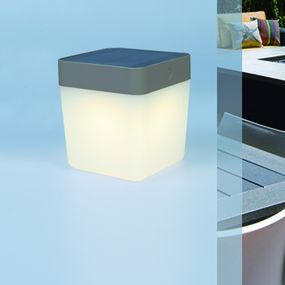 LUTEC 6908001337 TABLE CUBE solárne stolové LED svietidlo 1W 3000K IP44 svetlá šedá