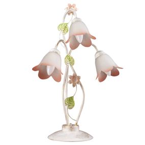 Euluna Stolová lampa Botton vo florentskom štýle, 3-pl., Obývacia izba / jedáleň, železo, sklo, E14, 6W, P: 45 cm, L: 20 cm, K: 60cm