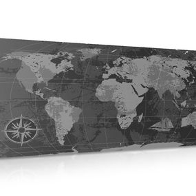 Obraz na korku rustikálna mapa sveta v čiernobielom prevedení - 120x60